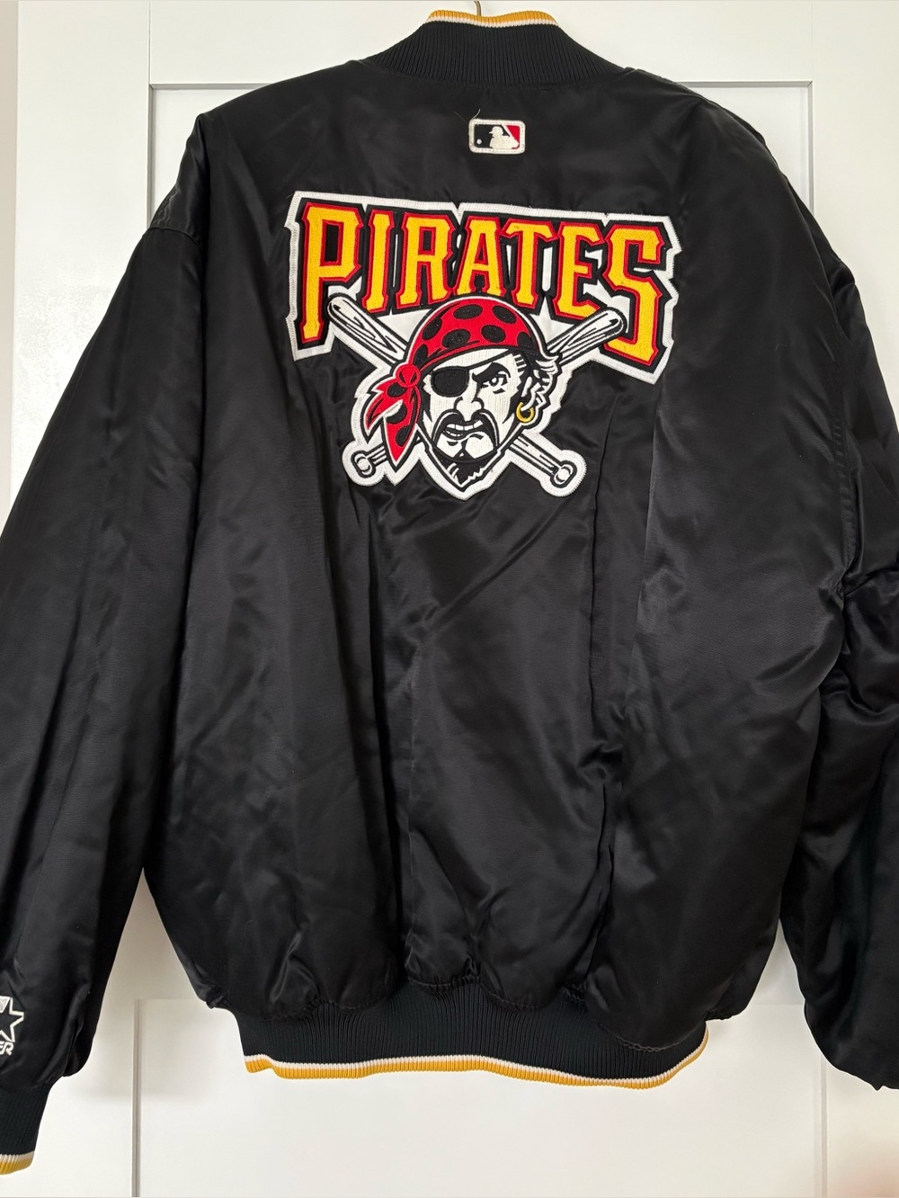 89 Vtg Pittsburgh Pirates Starter Jacket Black MLB Baseball Diamond Mens XL